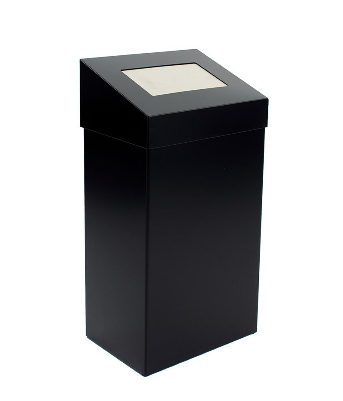 MÜLLEIMER Robuster Mit Pushdeckel 50 Liter 68 x 38 x 25 cm Aluminium Schwarz - Schwarz, Metall (38/68/25cm) - PROREGAL
