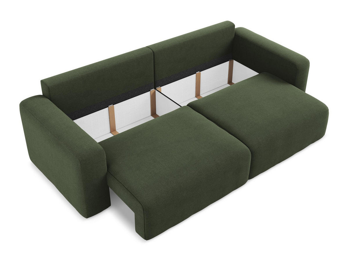 3-SITZER SOFA mit Schlaffunktion Strukturstoff Stoff Grün - Blau/Schwarz, Kunststoff/Textil (244/79/102cm) - Makamii