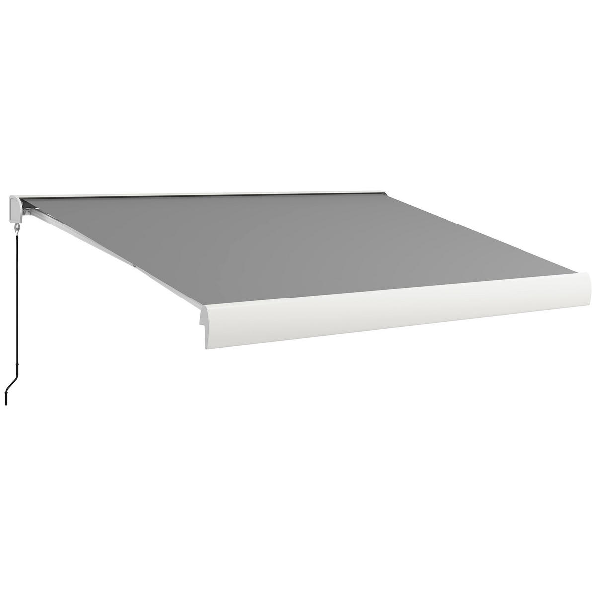 MARKISE, elektrisch/manuell ausfahrbar, Vollkassette, Fernbedienung, Aluminiumrahmen, 4 x 3 m, Hellgrau - Hellgrau, Metall (300/150/395cm)
