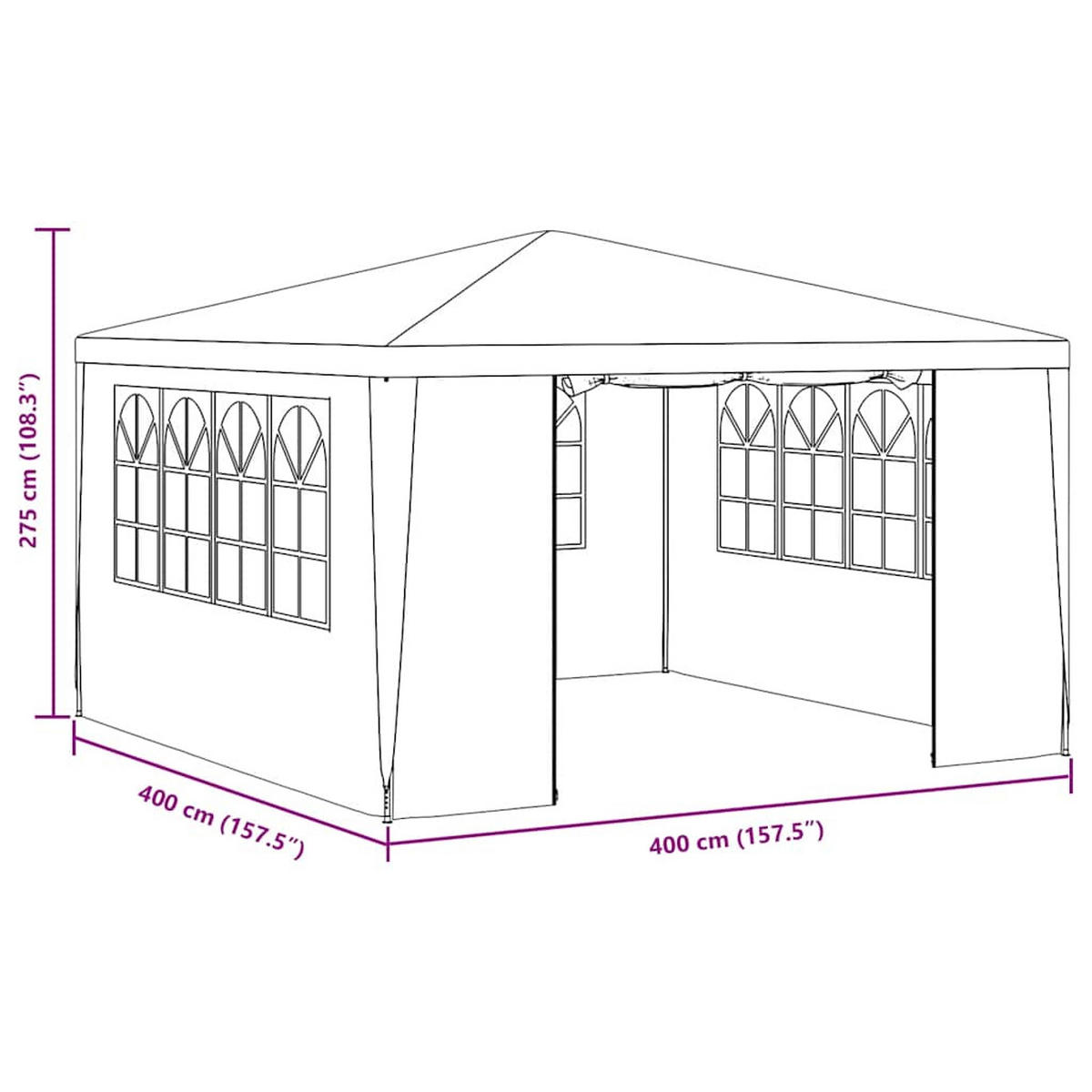 PROFI-PARTYZELT Mit Seitenwänden 4/4 M Grün 90 G/M² - Grün, Kunststoff (400/275/400cm) - vidaXL