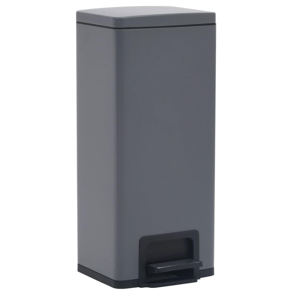 MÜLLEIMER mit Fußpedal 30L Stahl Grau - Grau, Metall (31/71/31cm) - DELUKE
