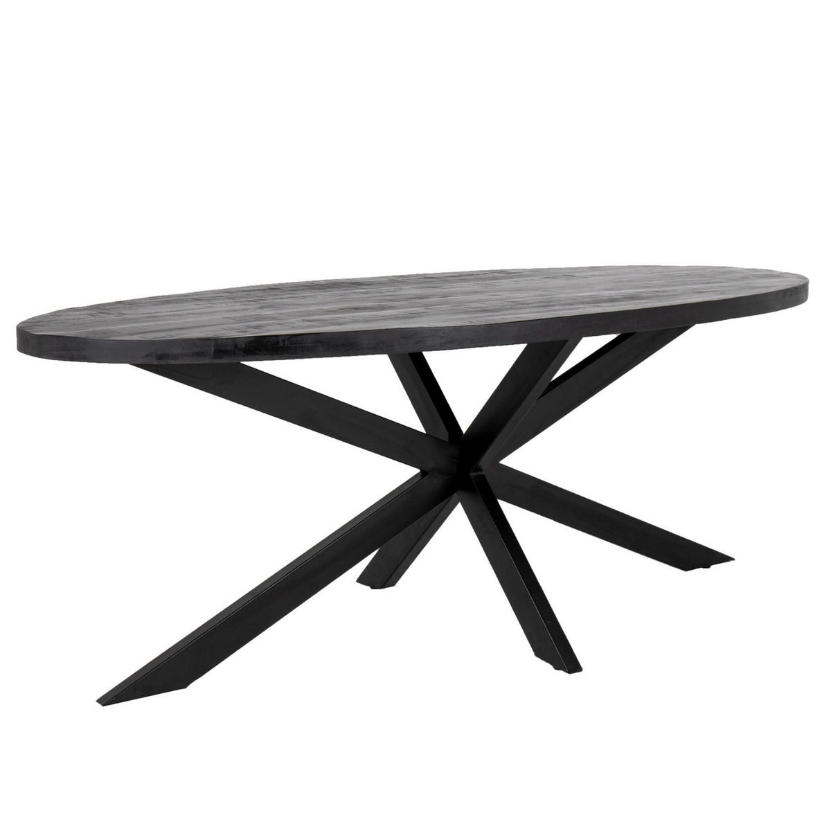 ESSTISCH oval aus Mangoholz 220cm, schwarz - Schwarz, Holz (220/100/76cm) - Giga Meubel