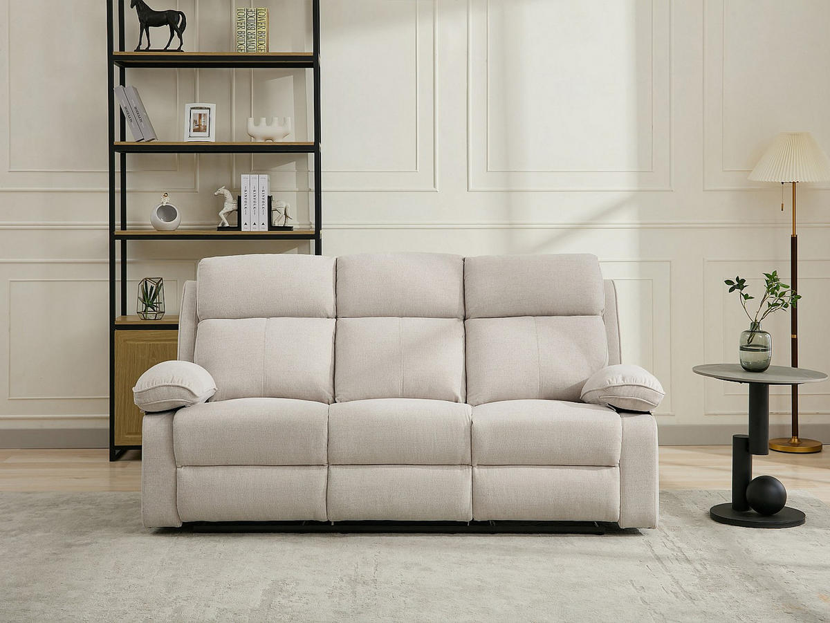 RELAXSOFA 3-Sitzer - melierter Stoff - Beige - LANA - Beige, Textil (191/98/95cm) - Vente-Unique