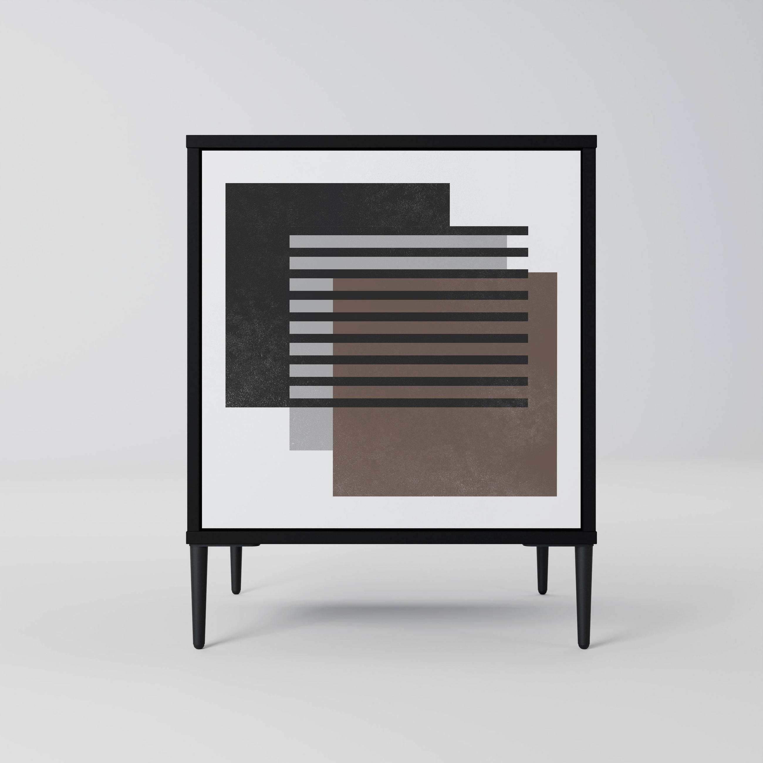 SIDEBOARD SHADOW SYNCHRONY, Schwarz, 57,5x42x72,5 cm, Schwarze Metallfüße - Multicolor/Schwarz, Holzwerkstoff/Metall (57.5/72.5/42cm) - SpaceRebels