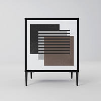 SIDEBOARD SHADOW SYNCHRONY, Schwarz, 57,5x42x72,5 cm, Schwarze Metallfüße - Multicolor/Schwarz, Holzwerkstoff/Metall (57.5/72.5/42cm) - SpaceRebels