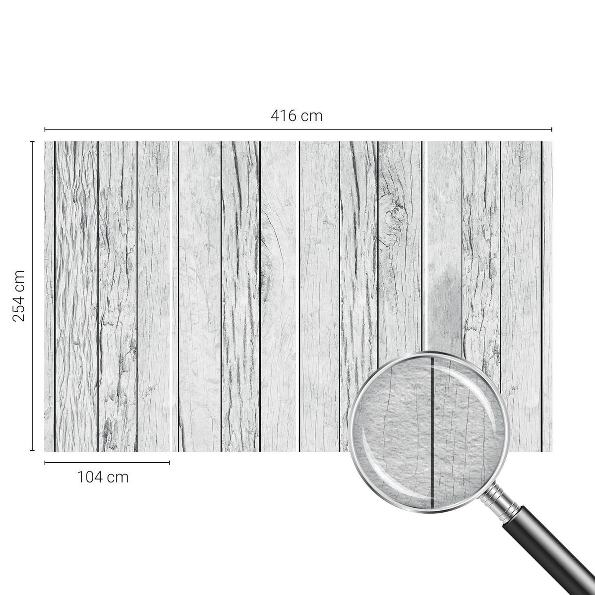 FOTOTAPETE 416x254 cm - Vintage-Flair - Weiß, Textil (416/254cm) - Wallfluent