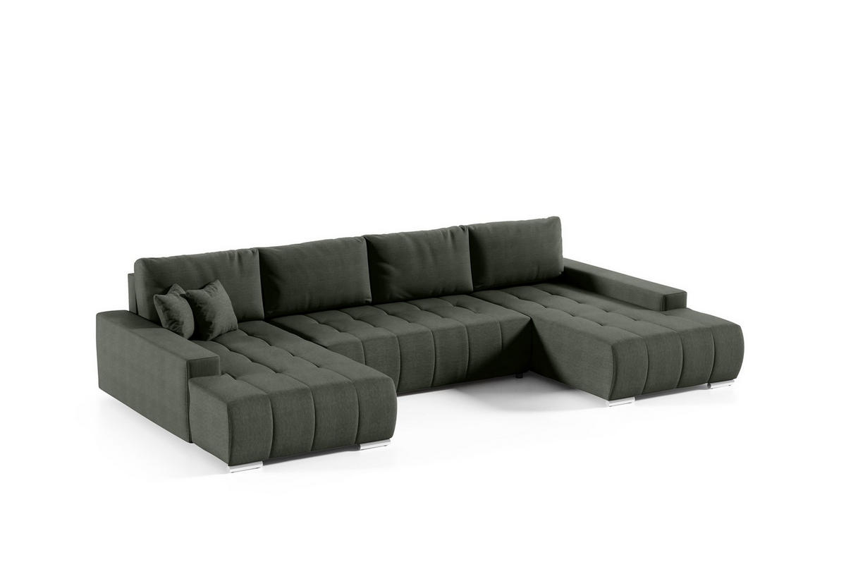 WOHNLANDSCHAFT Vogar In Aulla - Dunkelgrün, Holzwerkstoff/Textil (350/85/185cm) - Fun Möbel