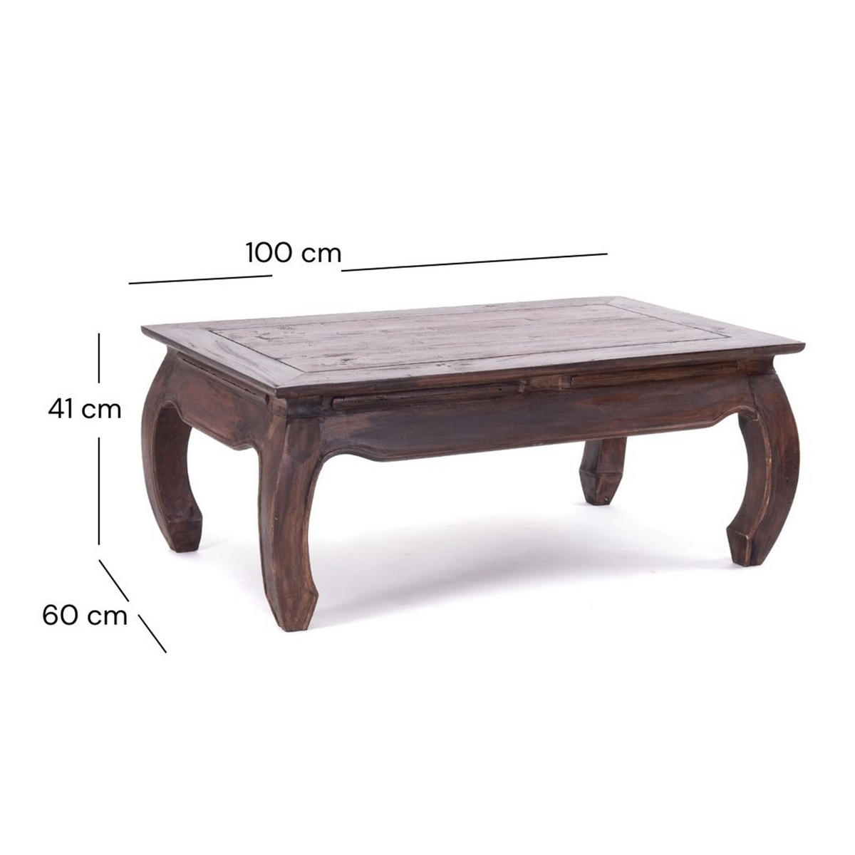 OPIUMTISCH EAST 100 Mahagoni Recyclingholz massiv 03 dunkelbraun - Dunkelbraun, Holz (60/100/41cm) - DESIGN DELIGHTS