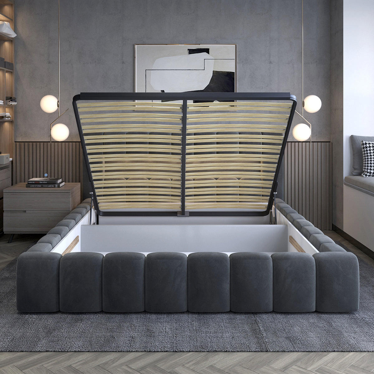 BOXSPRING POSTEL 180/200 Auria Tmavě šedá - šedá, dřevo (180/200cm) - Petits-meubles