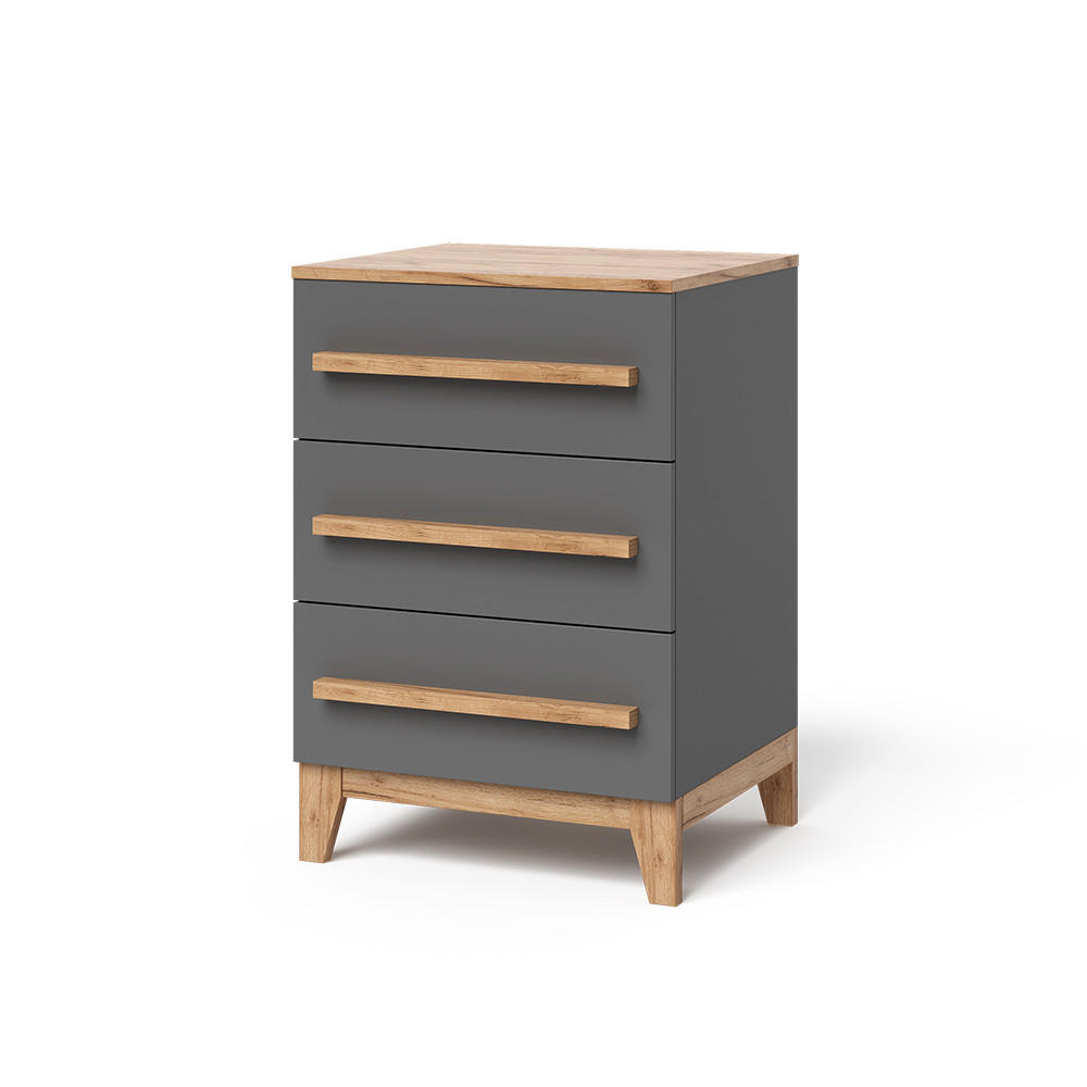 VitaliSpa KREDENC Malia Grey/Artisan 60 x 88 cm se 3 zásuvkami