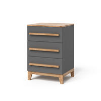 KOMMODE Malia Grau/Artisan 60 x 88 cm mit 3 Schubladen - Hellgrau/Grau, Holzwerkstoff (60/88/53.4cm) - VitaliSpa