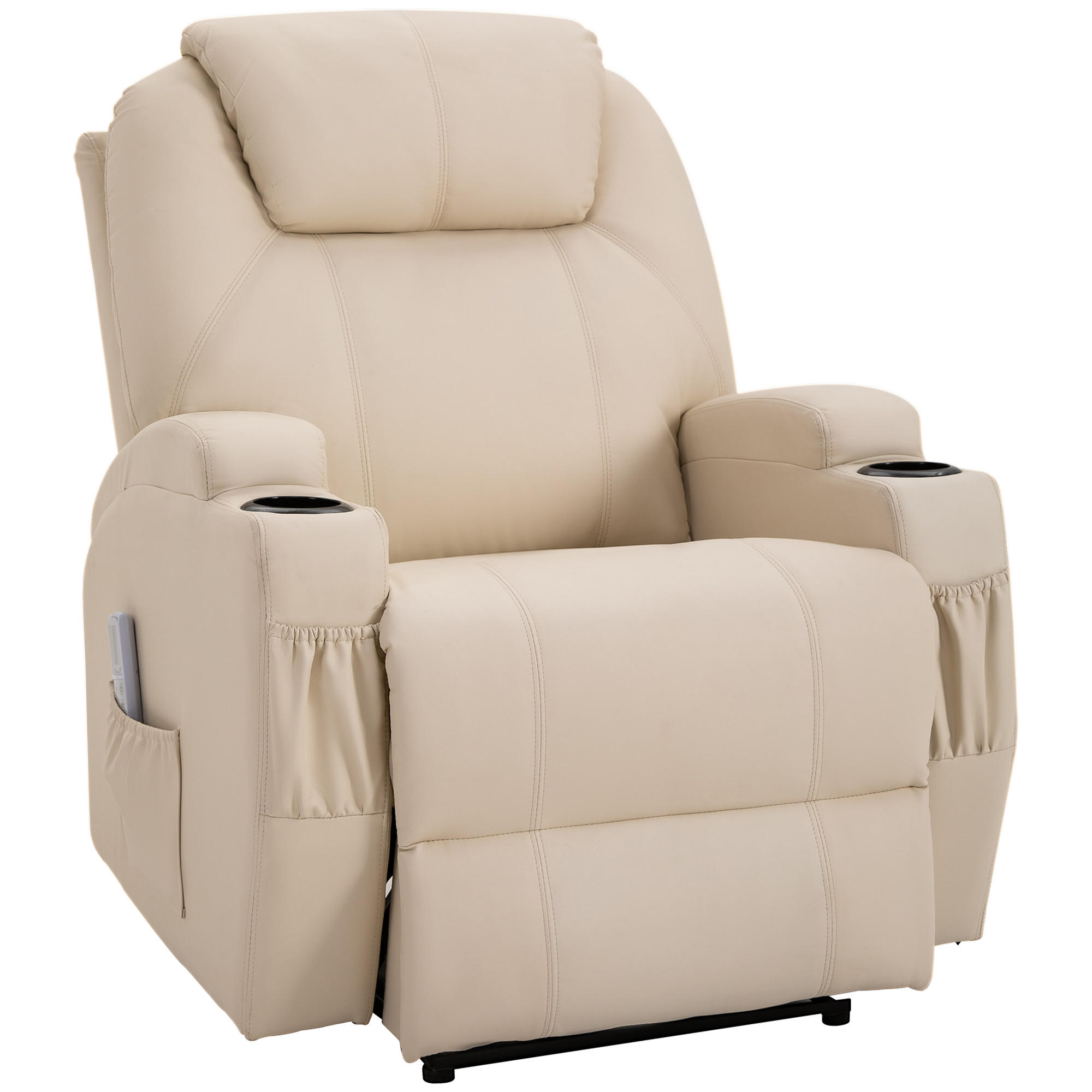 MASSAGESESSEL, Kunstleder, Beige - Creme, Fell (97/110/82cm) - HOMCOM