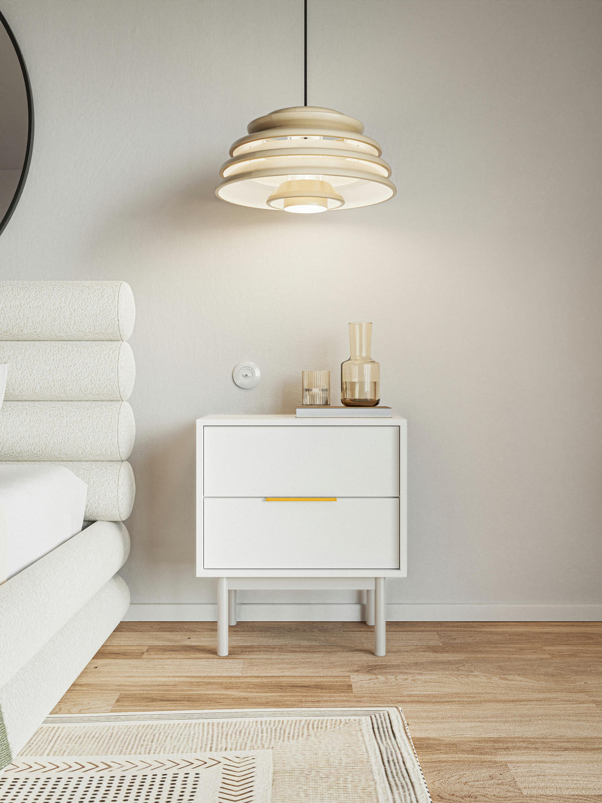 NACHTTISCH Viviaro Weiß 54 cm - Goldfarben/Weiß, Holz/Holzwerkstoff (54/61/39cm) - Selsey