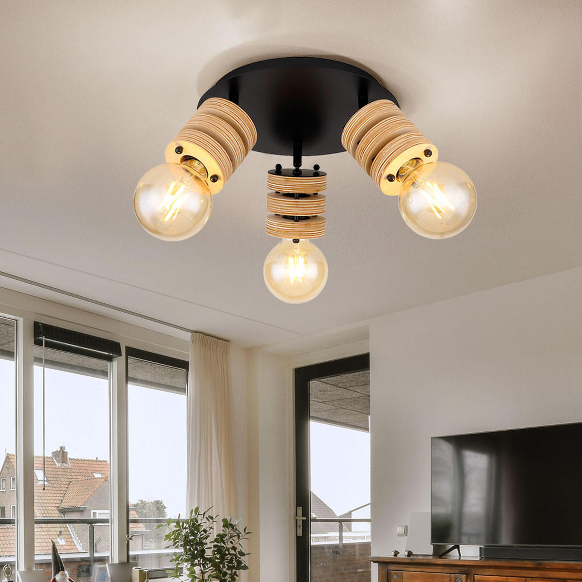 DECKENLEUCHTE ANGELINE Metall Braun - Braun, Metall (28/28/17.5cm) - Globo Lighting