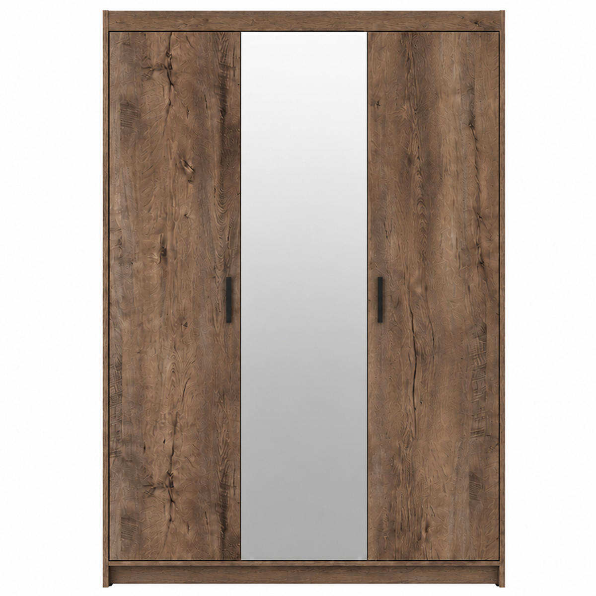 DREHTÜRENSCHRANK Elena mit 3 Türen, mit Spiegel, Eiche Lefkas - Eichefarben, Holzwerkstoff (130/190/53cm) - Beautysofa