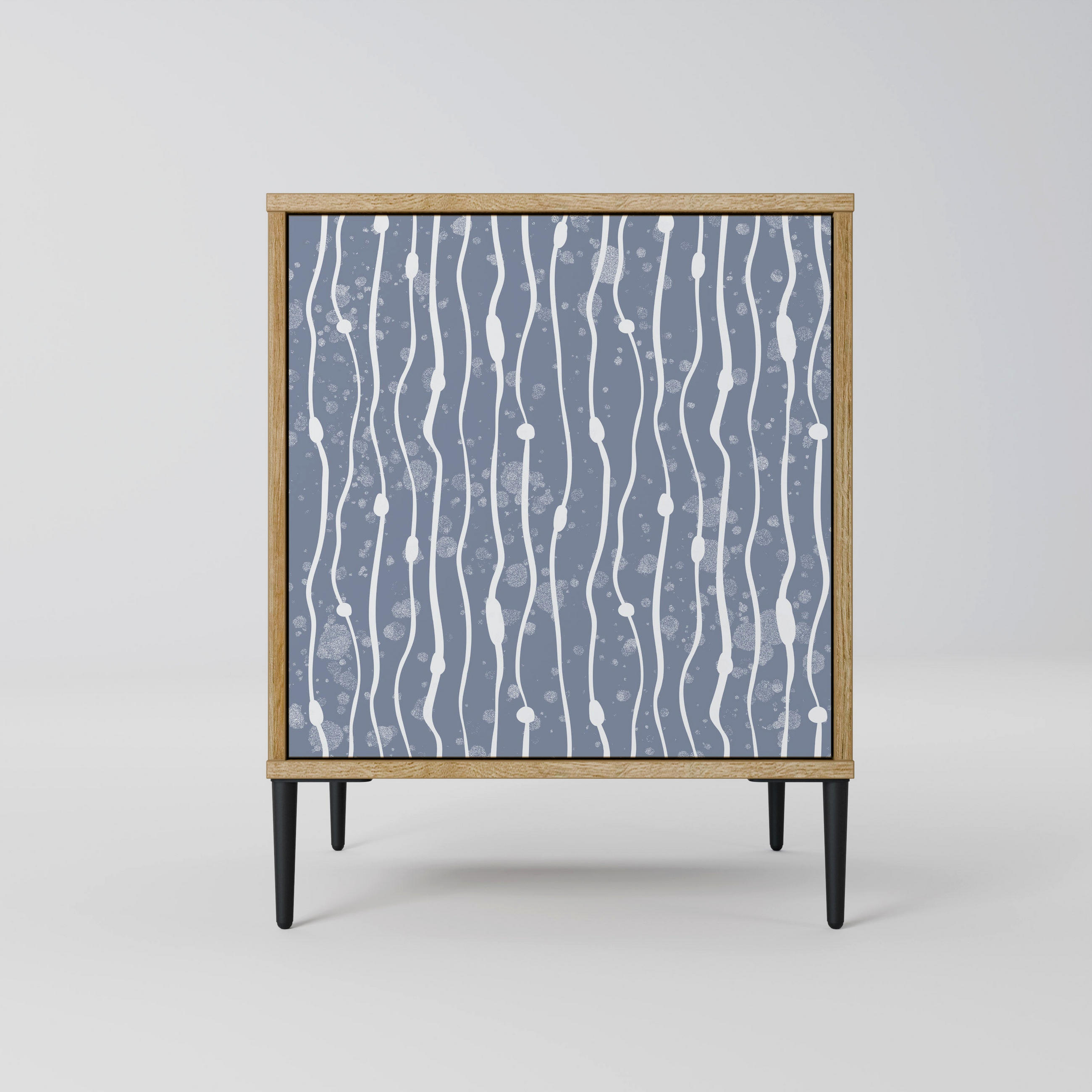 SIDEBOARD GRAPHITE RAIN, Eichefarben, 57,5x42x72,5 cm, Schwarze Metallfüße - Eichefarben/Multicolor, Holzwerkstoff/Metall (57.5/72.5/42cm) - SpaceRebels