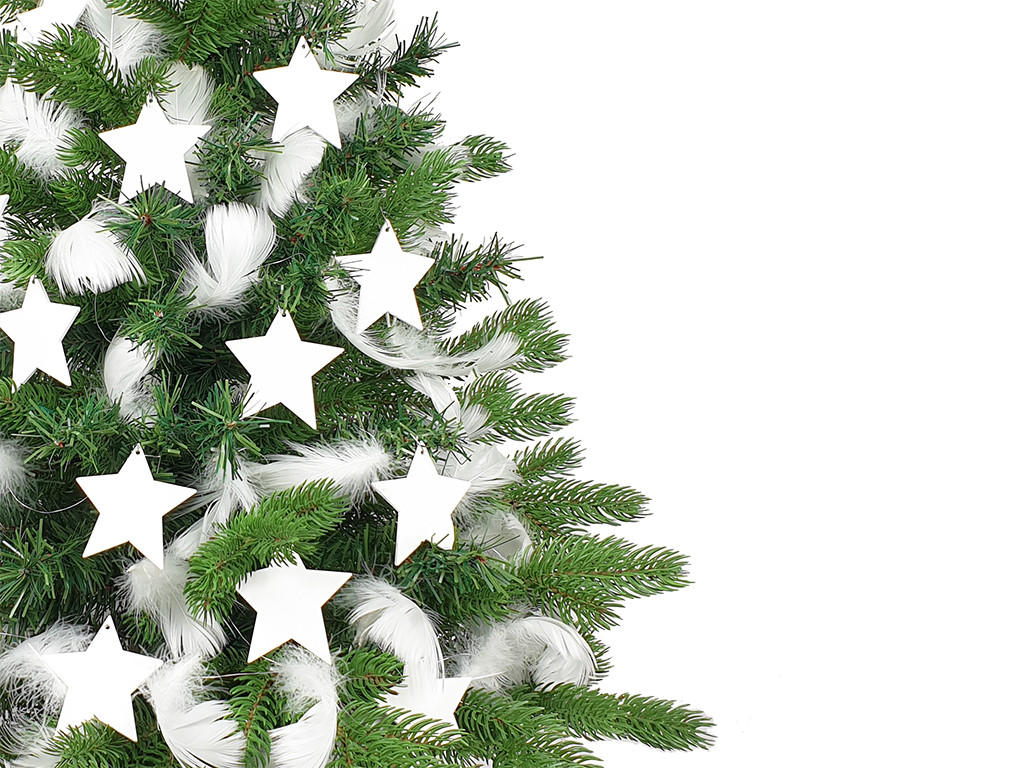 WEIHNACHTSBAUM künstlicher 60 cm mit LED-Beleuchtung, WINTERKÖNIG, mit 32 Weihnachtsbaumschmuck, Pflanztopf mit Jutesack - Silberfarben/Weiß, Kunststoff/Stein (40/60cm) - LAALU