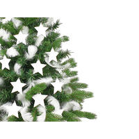 WEIHNACHTSBAUM künstlicher 60 cm mit LED-Beleuchtung, WINTERKÖNIG, mit 32 Weihnachtsbaumschmuck, Pflanztopf mit Jutesack - Silberfarben/Weiß, Kunststoff/Stein (40/60cm) - LAALU