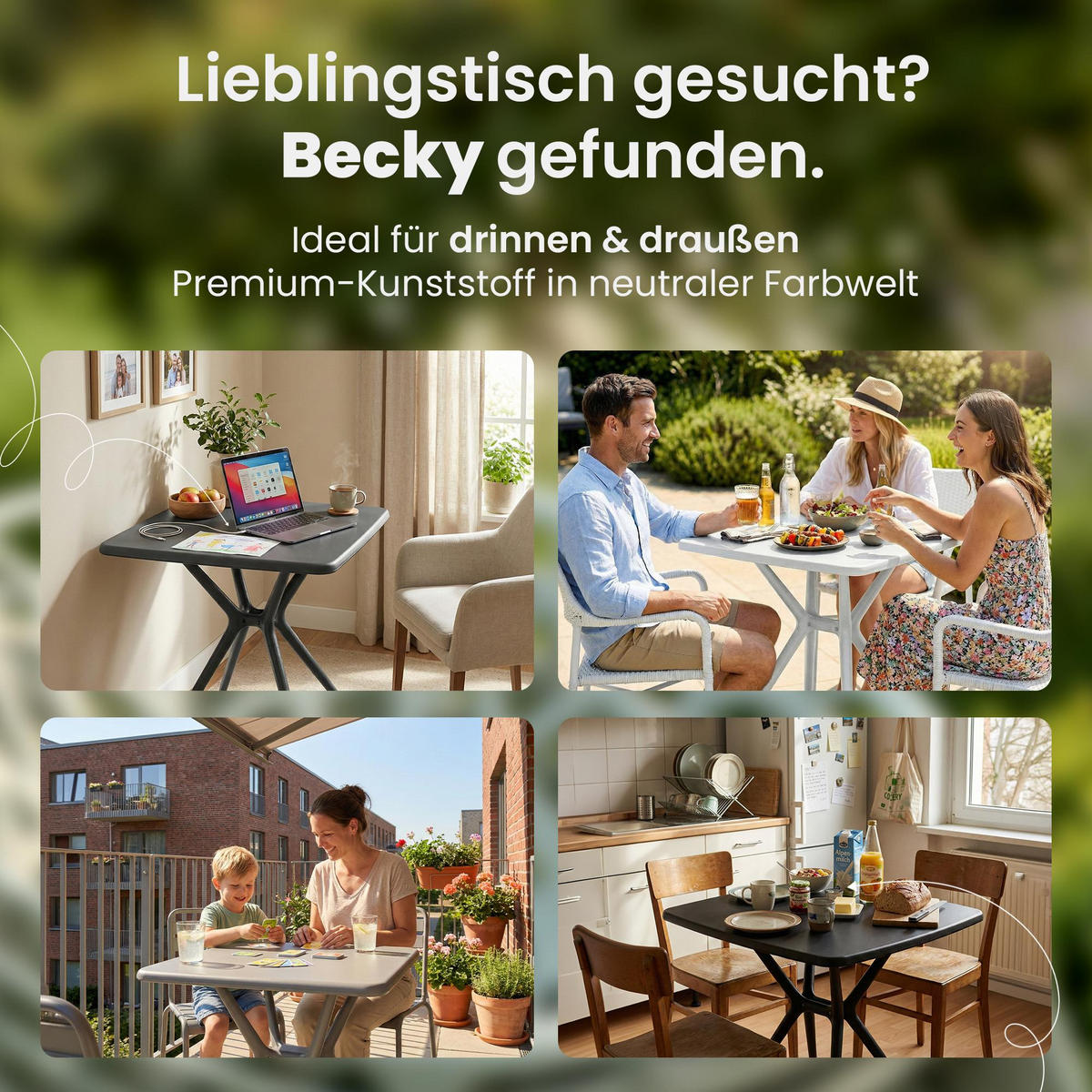 GARTENTISCH eckig 72/72/76 cm Kunststoff Grau - Grau, Kunststoff (72/72/76cm) - CLP
