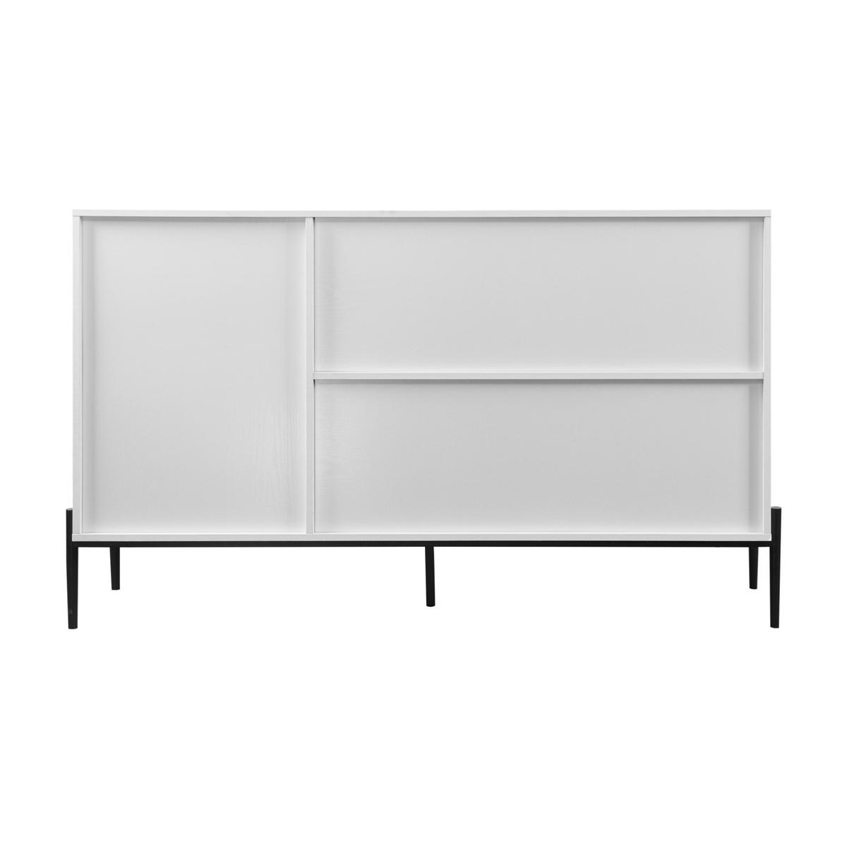 SIDEBOARD mit 2 Glastüren und 3 Schubladen in Weiß - Weiß, Holzwerkstoff (155/91.5/40cm) - BEAOK