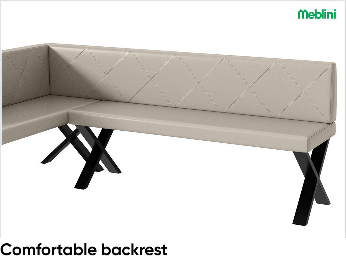ECKBANK ERIC_X - Beige, Leder (142/196cm) - Meblini