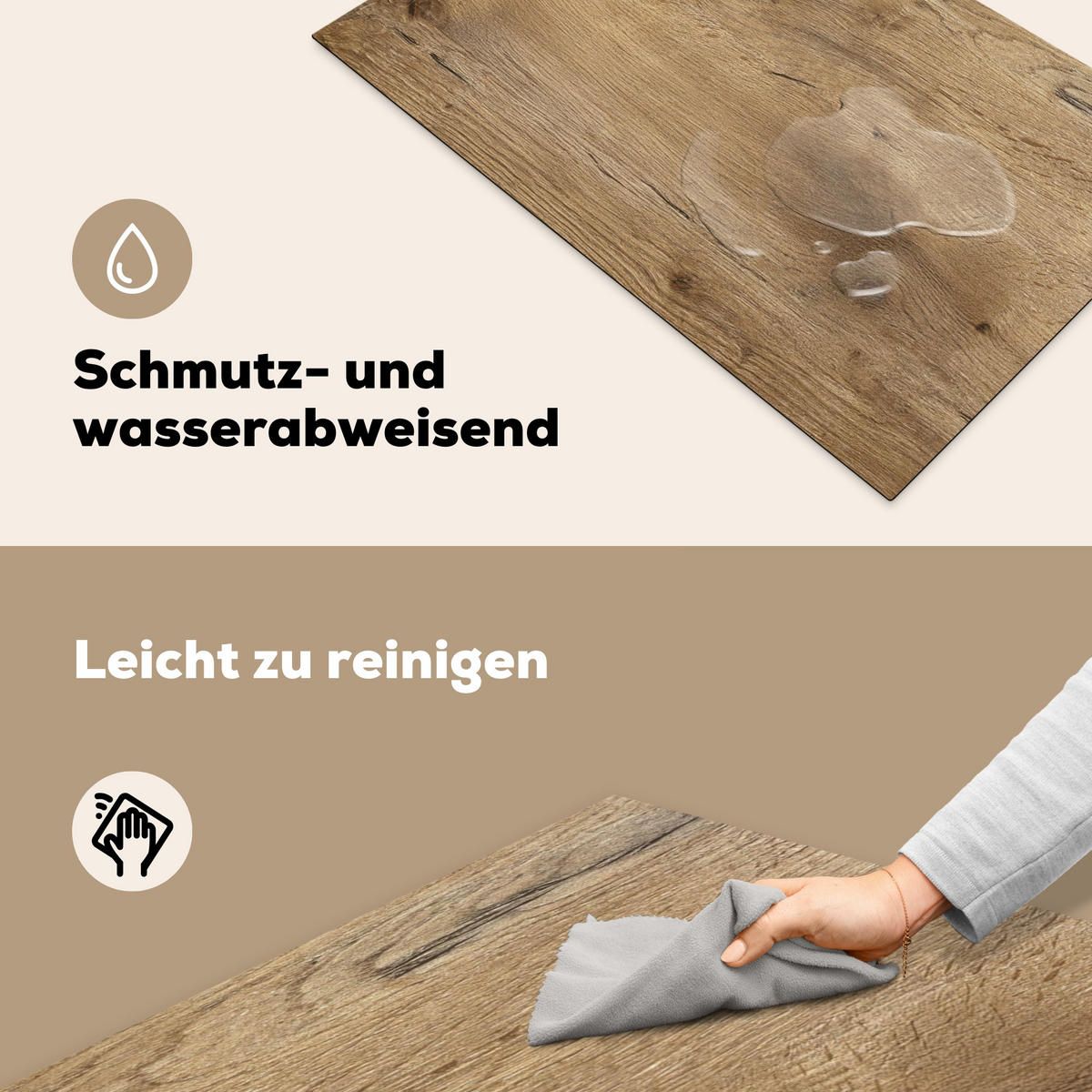 HERDABDECKPLATTE Holz - Braun - Holzoptik Ceranfeldabdeckung 85x52 cm - Eichefarben, Kunststoff (85/52/0.2cm) - MuchoWow