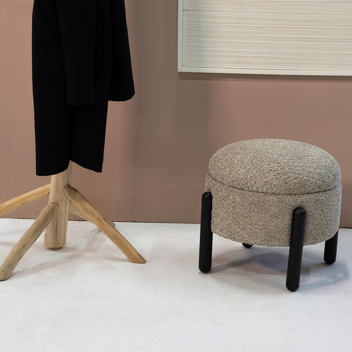HOCKER aus Stoff 45x45x36cm, taupe - Taupe, Textil (45/36/45cm) - Giga Meubel