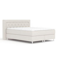 BOXSPRINGBETT Lavello Hellbeige 200/200 cm mit Latex-Topper - Beige/Silberfarben, Holz/Holzwerkstoff (200/200cm) - Maison de Reve