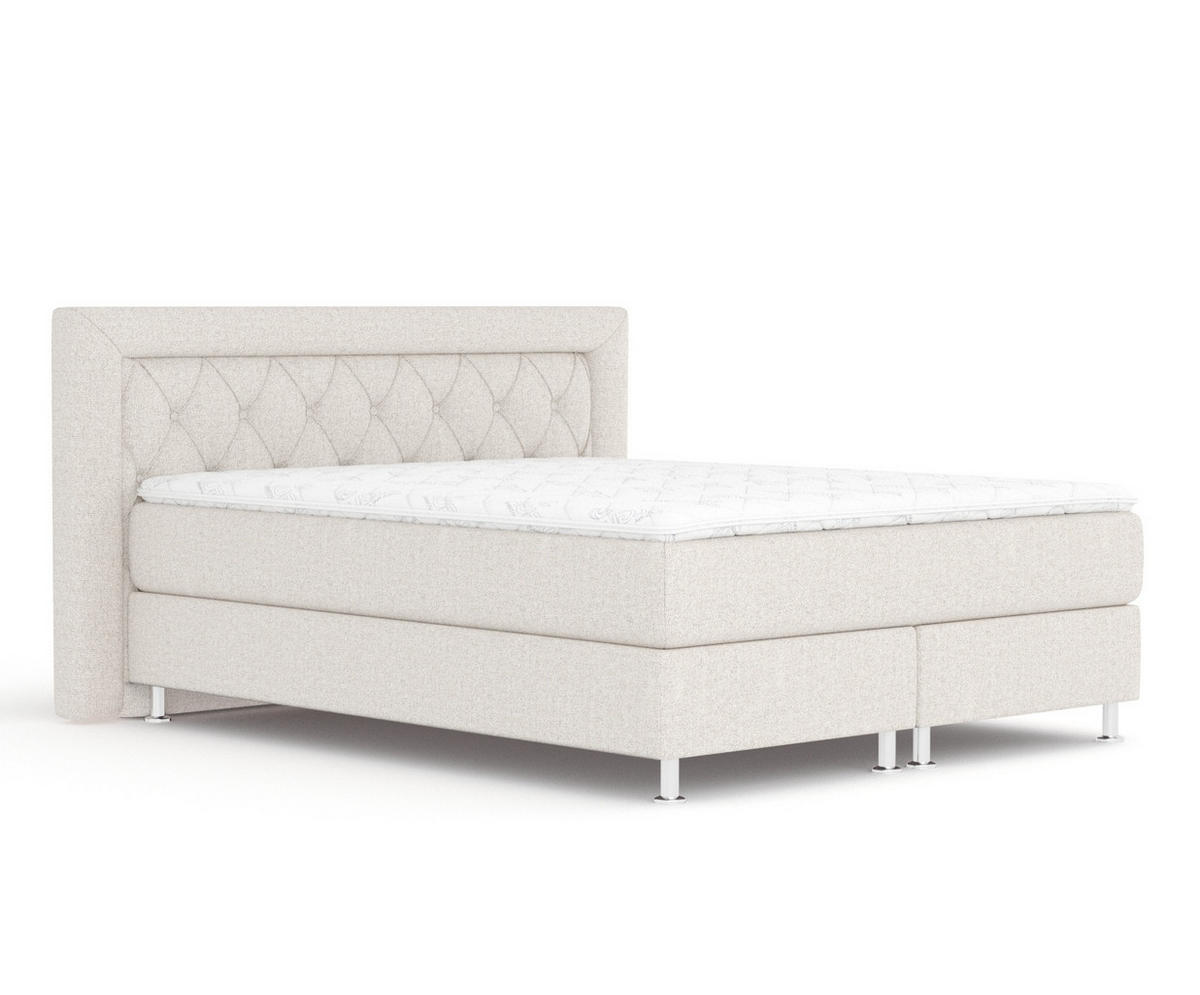 BOXSPRINGBETT Lavello Hellbeige 200/200 cm mit Latex-Topper - Beige/Silberfarben, Holz/Holzwerkstoff (200/200cm) - Maison de Reve