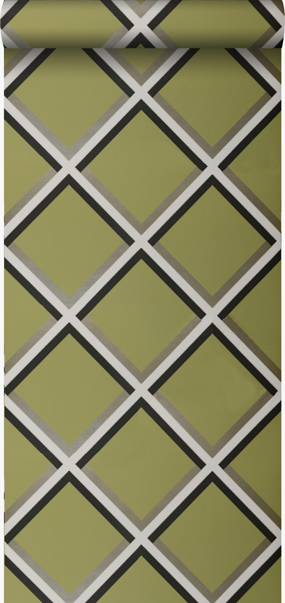 TAPETE geometrisches Motiv 52 cm x 10.05 m - Grün, Papier (52/1000cm) - Origin Wallcoverings