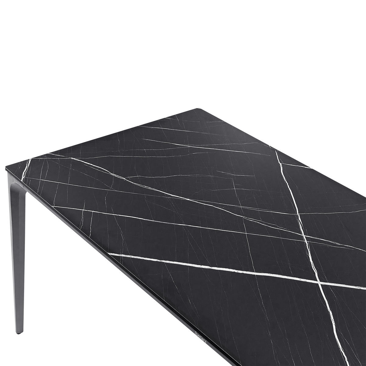 GARTENTISCH 180/90 cm Marmor Optik Schwarzer Marmor Sovareto - Dunkelgrau, Kunststoff (180/90/75cm) - Beliani