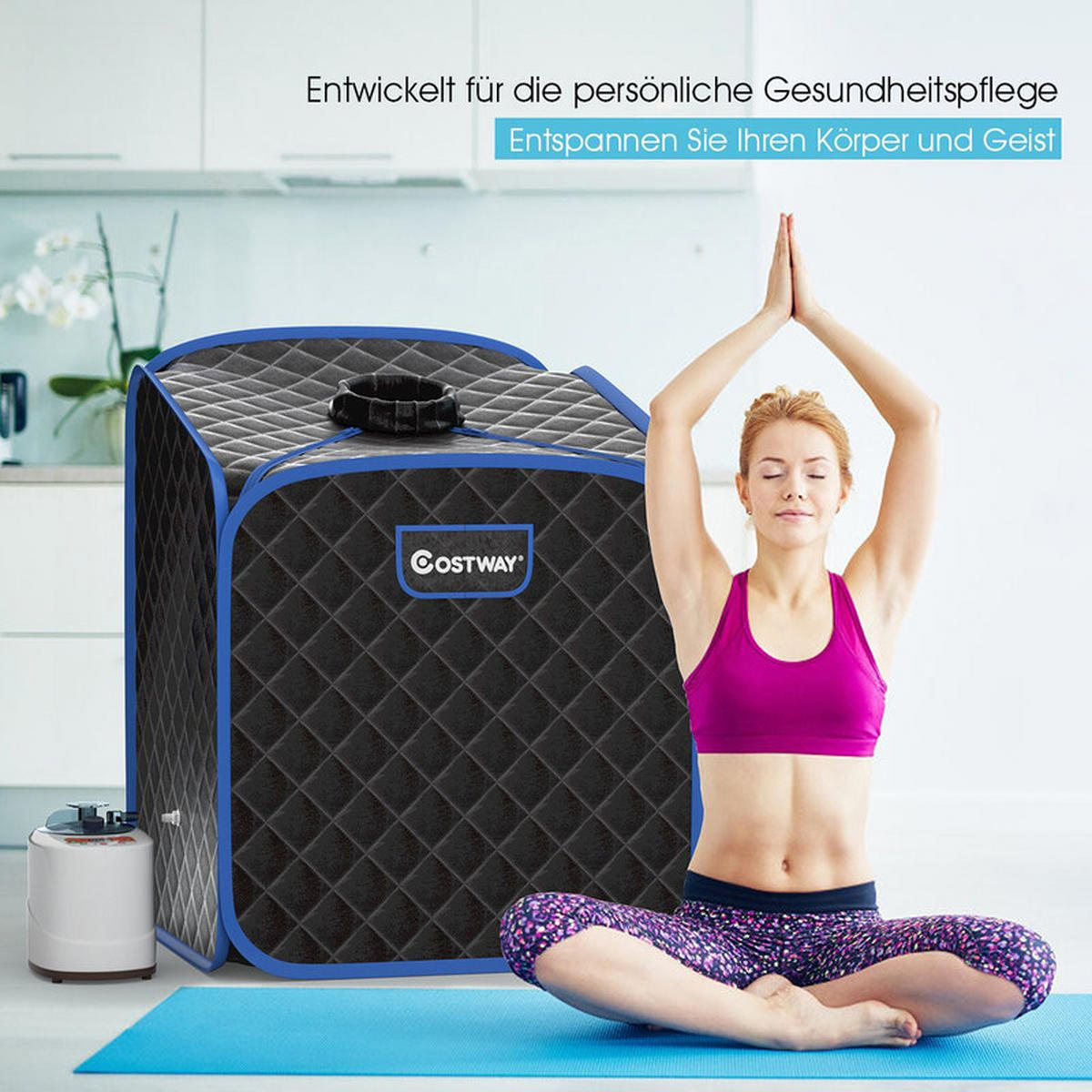 AMPFSAUNA Tragbare schwarz - Schwarz, Textil (85/106/84cm) - COSTWAY