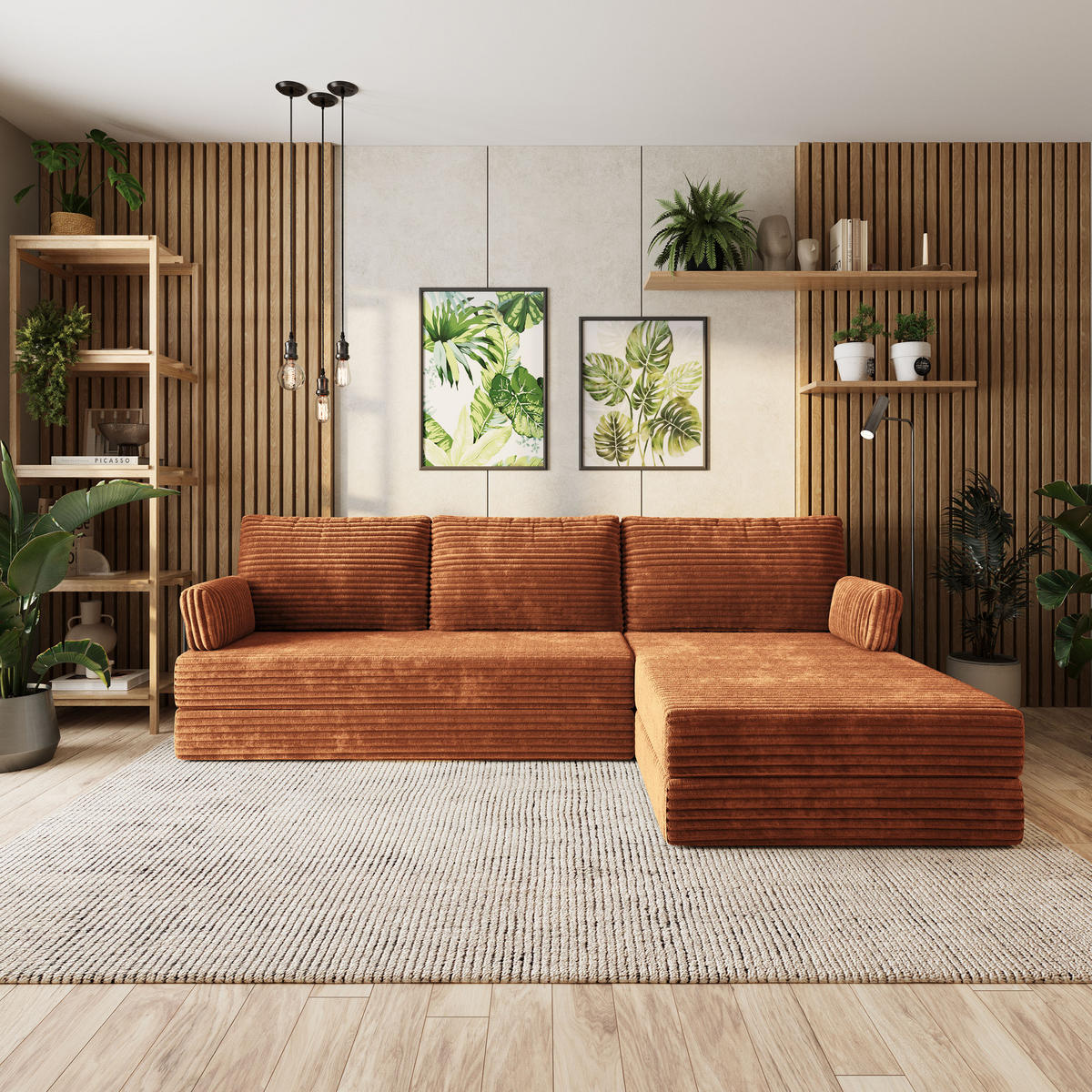 ROHOVÁ SEDAČKA ANKO modulární Boneless pohovka s funkcí spaní, hnědá TILIA 52 - hnědá, textil (270/160cm) - MASSENO