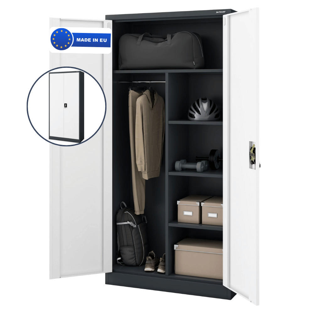 MEHRZWECKSCHRANK Metall abschließbar REKL 185x90x45cm Anthrazit-Weiß - Anthrazit, Metall (90/185/45cm) - DELUKE