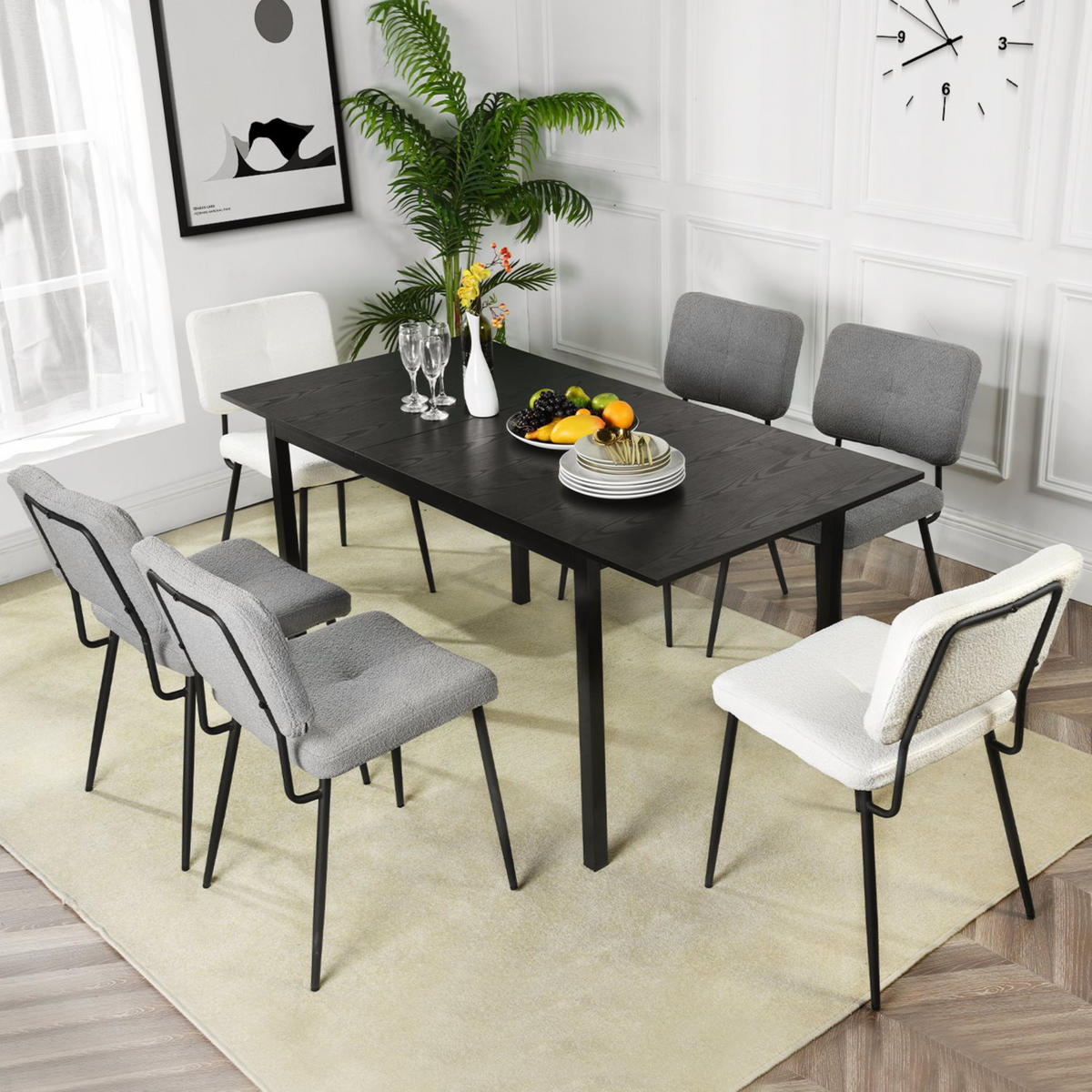 ESSTISCH Composite wood in Schwarz - Schwarz, Holzwerkstoff (160/80/75cm) - Meubles Cosy