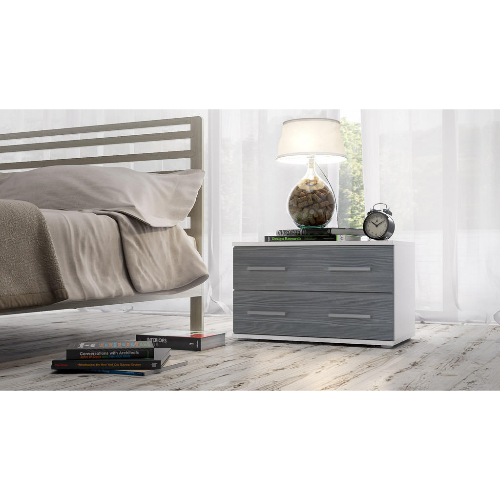 Thumbnail - Vladon Nachttisch, Anthrazit, Holzwerkstoff, 60x35x35 cm, Schlafzimmer, Nachttische