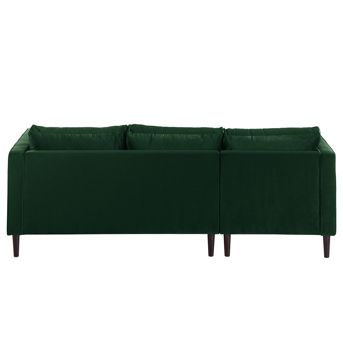 ECKSOFA - Samt - Dunkelgrün/Dunkelbraun, Birkenholz/Textil (201/155cm) - home24