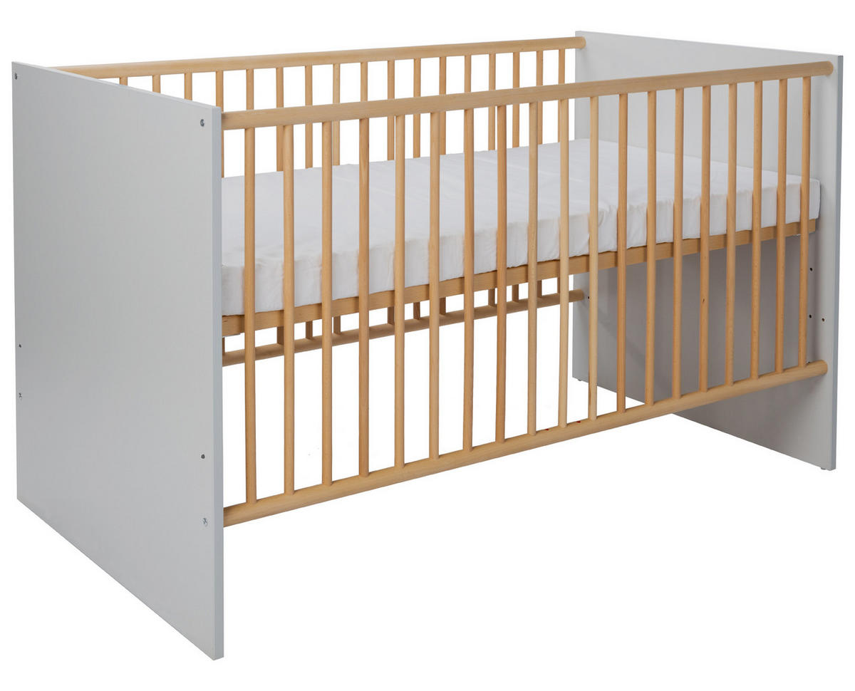 BABYBETT Elina - Eichefarben/Hellgrau, Holzwerkstoff (70/140cm) - arthur berndt