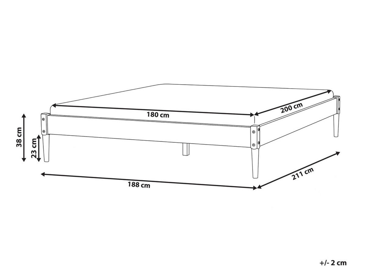 POSTELJA brez vzglavja 180/200 borov les svetlo rjava Veyrac - svetlo rjava/rjava, les (180/200cm) - Beliani