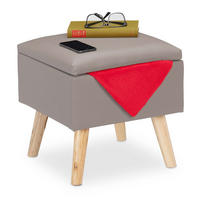 SITZHOCKER Grau Stauraum - Multicolor, Holz/Holzwerkstoff (40/40/40cm) - Relaxdays