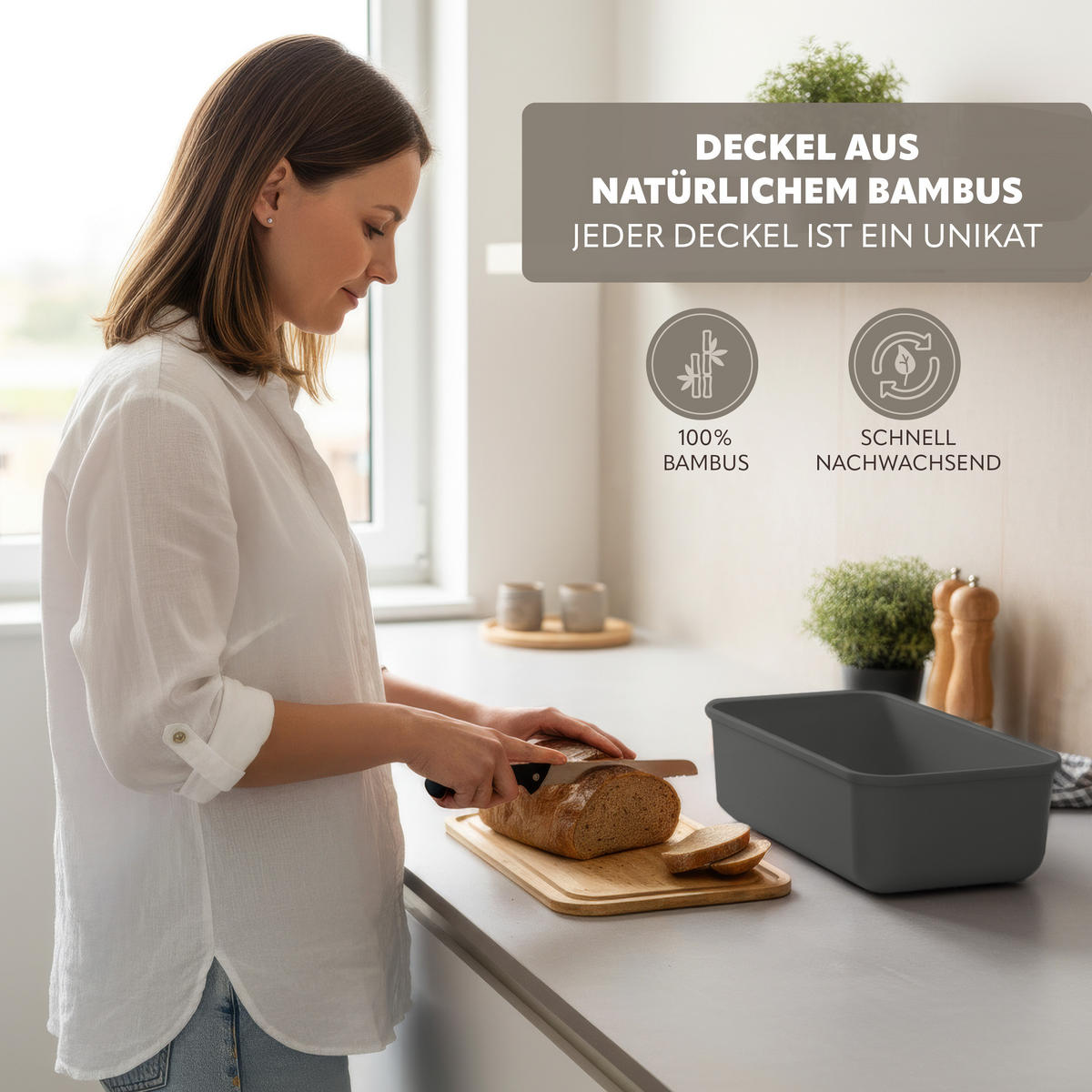 BROTKASTEN, grau - Grau, Kunststoff (40/12.5/23cm) - bremermann