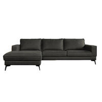 ECKSOFA BLOOM Anthrazit Leder - Anthrazit/Schwarz, Leder (276/177cm) - KAWOLA