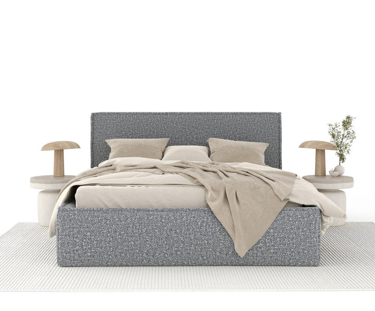 POLSTERBETT Lounge Grau 120/200 cm im Plüschstoff - Naturfarben/Grau, Holz/Holzwerkstoff (120/200cm) - Maison de Reve