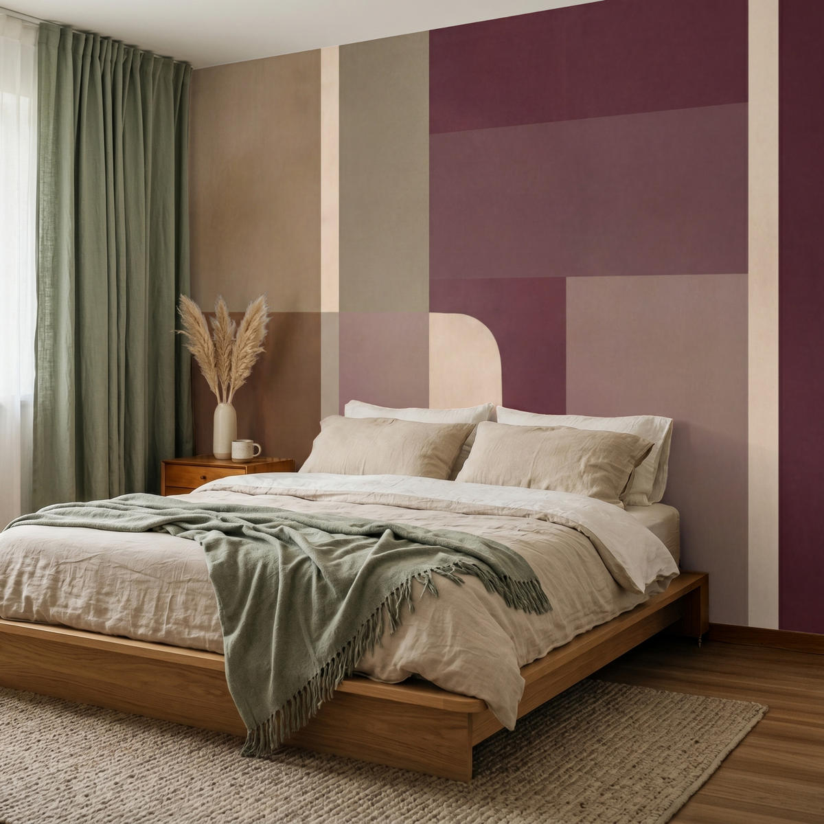 TAPETE - Unis - Abstrakt - Bordeaux - Linien - 280x200 cm - Multicolor, Papier (280/200cm) - OnlyWow