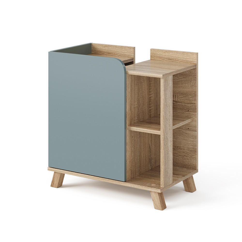 TVÄTTSTÄLLSUNDERSKÅP Karen Sonoma/blå 60x65 cm med dörr och öppna fack Sonoma ek, Mörkblå 65/60/35 cm