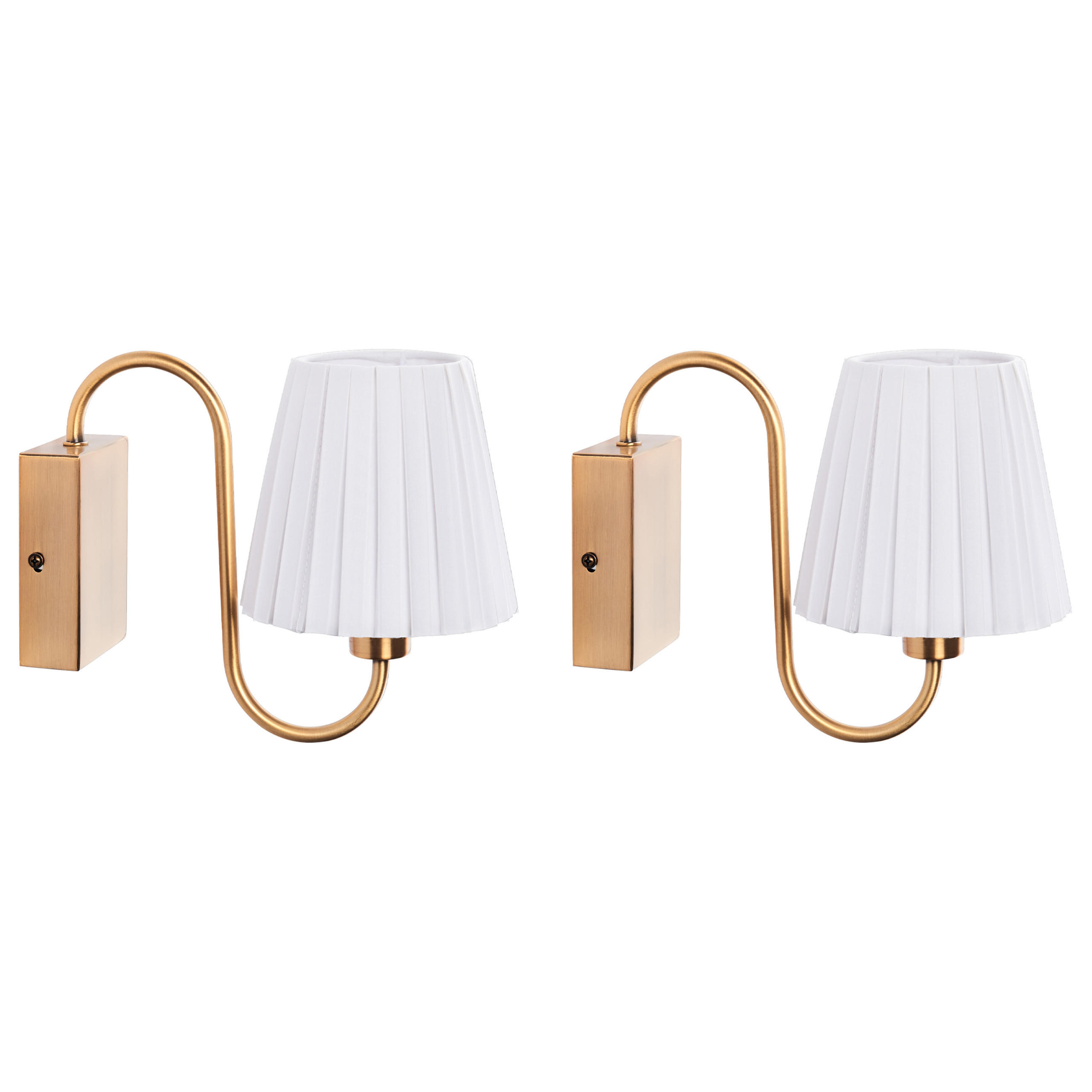 WANDLAMPE 2er Set Weiß/Gold Tolka - Goldfarben/Weiß, Metall (24/21/14cm) - Beliani