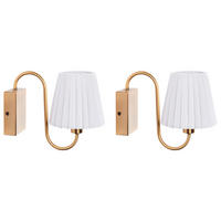 WANDLAMPE 2er Set Weiß/Gold Tolka - Goldfarben/Weiß, Metall (24/21/14cm) - Beliani