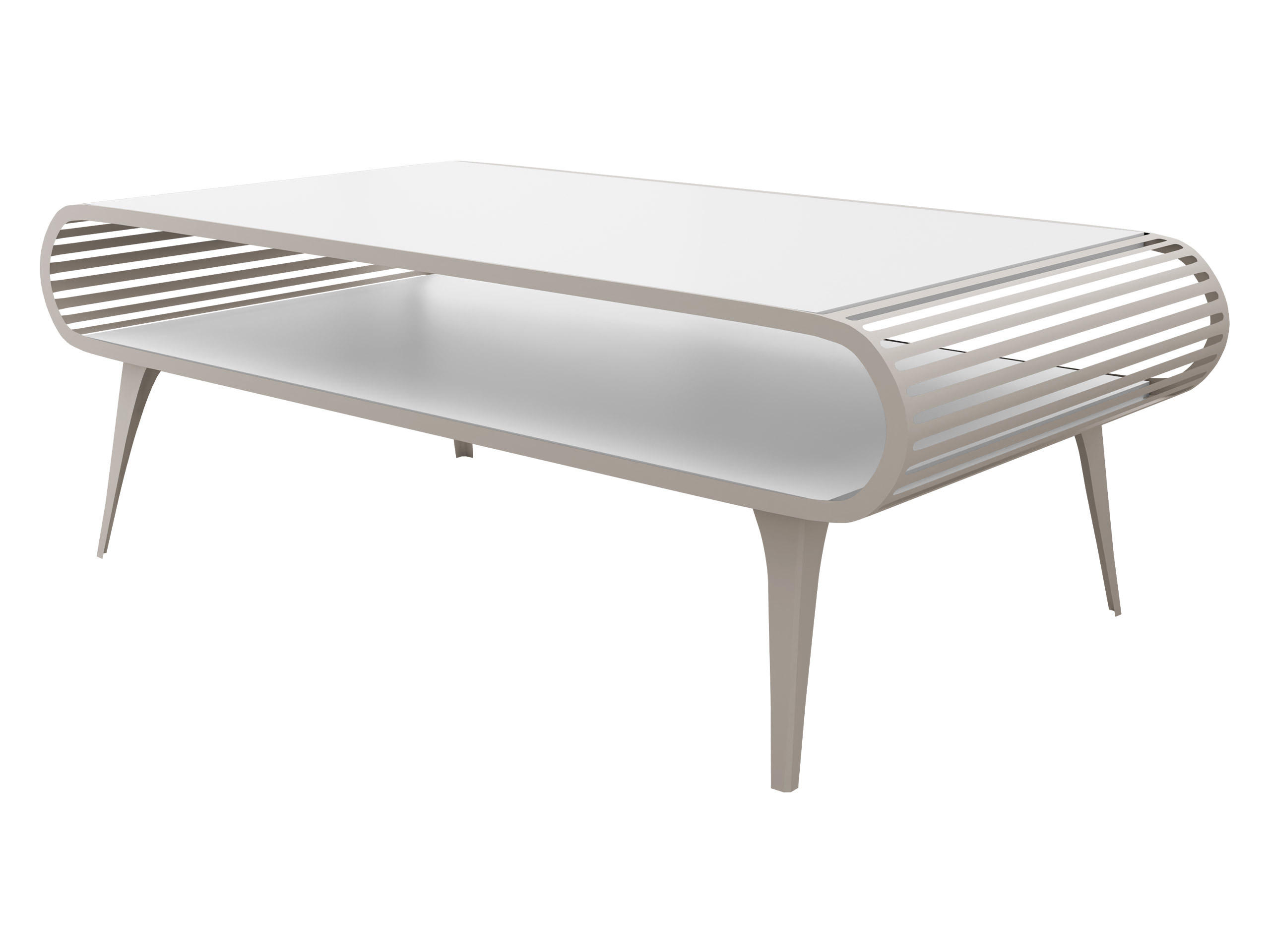 Mirjan24 Couchtisch Weiß, Kaschmir 120x44x60 cm
