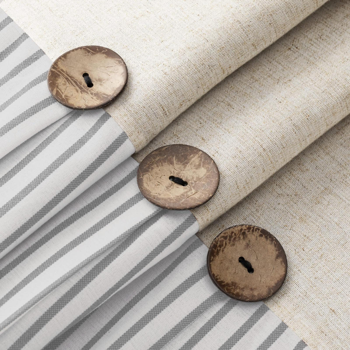 DUSCHVORHANG Grau Landhaus Stil Leinen Polyester - Grau, Textil (183/183cm) - MCBOSON