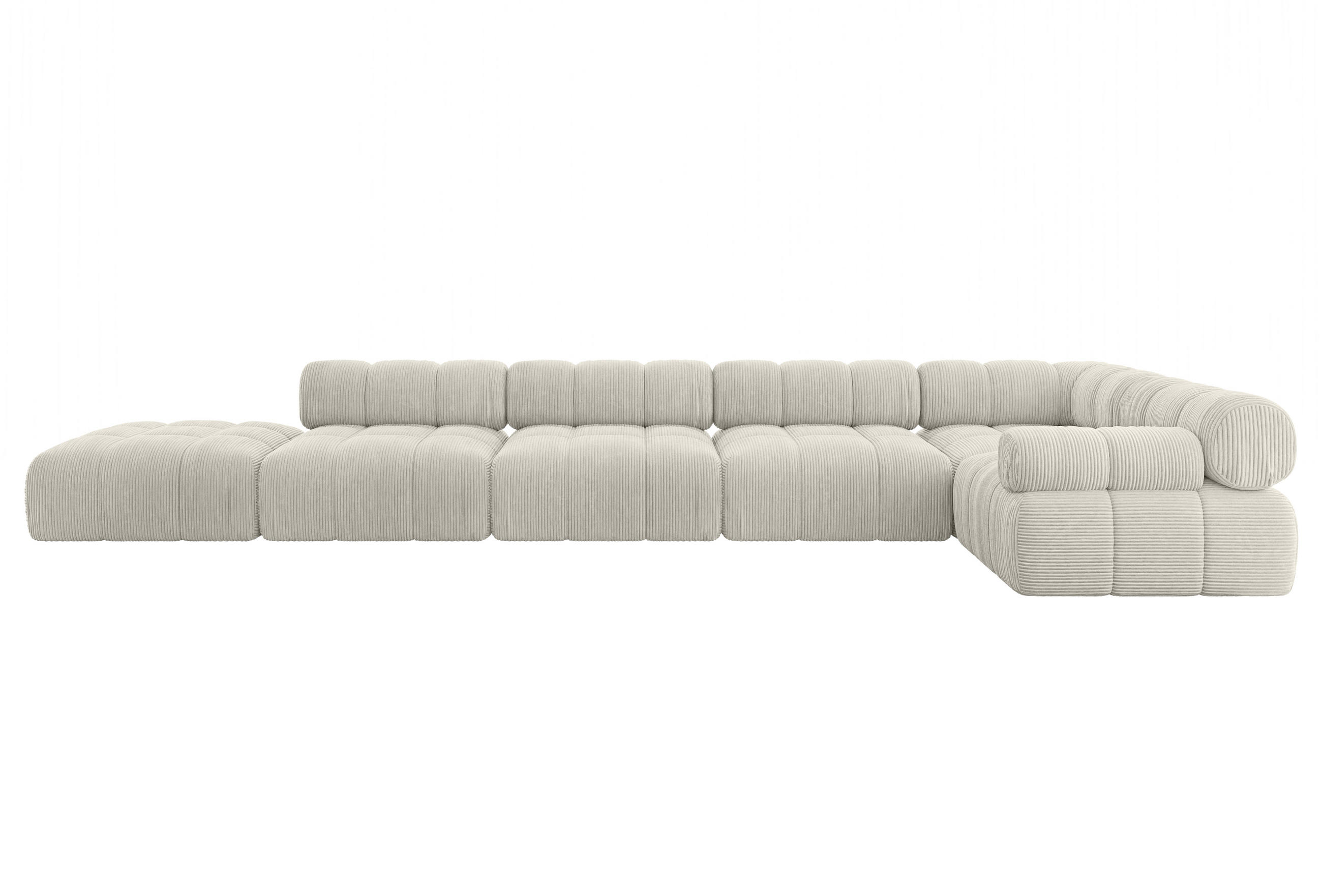 ECKSOFA modulares Sofa Felto-L3 - 475x190x70 cm Creme Cord - Hellgrau/Creme, Holzwerkstoff/Textil (475/190cm) - ALTDECOR